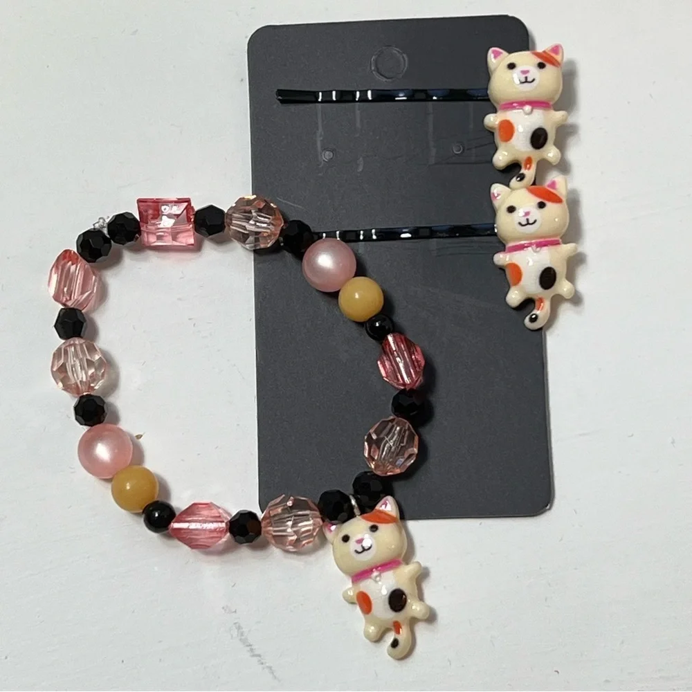 Girls headband and bracelet set includes matching Barrett and Bobby pins.